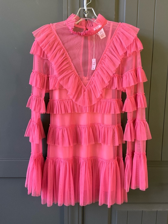 Karlie Dresses & Skirts - Karlie Coral Pink Ruffle Mesh Dress